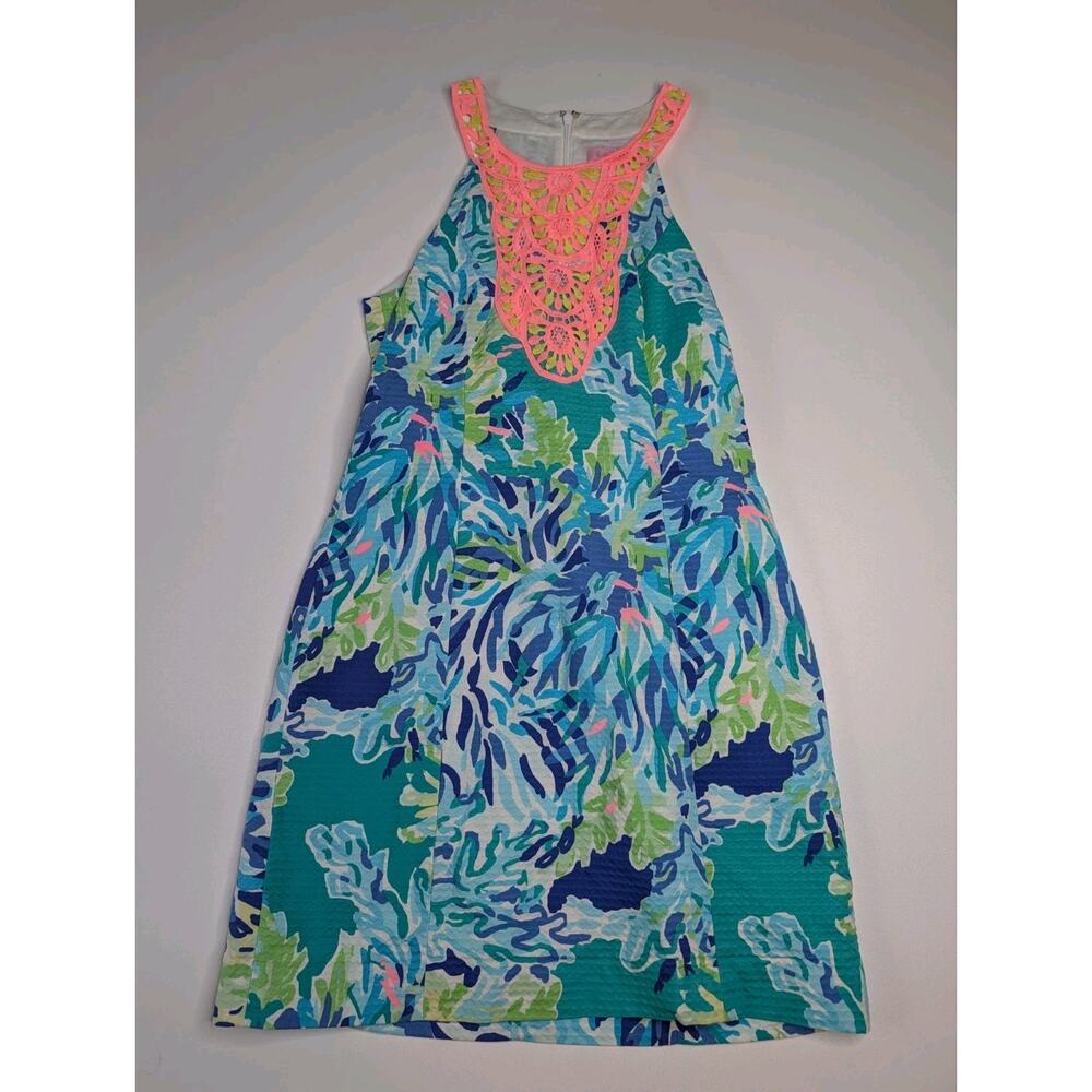 Lilly Pulitzer Pearl Brilliant Blue Wade & Sea Shift Dress Sz 2